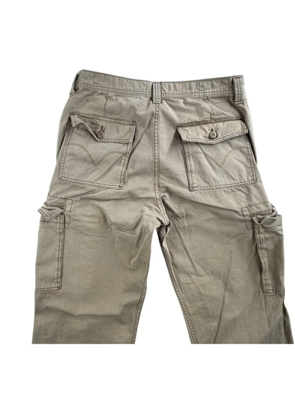Vintage 701 Levis Cargo Pants Mens 34x34 Beige Loose Straight Relaxed Workwear